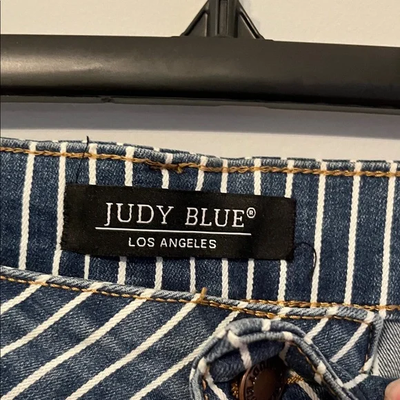 Judy Blue Denim with White Pinstripes - Picture 5 of 9